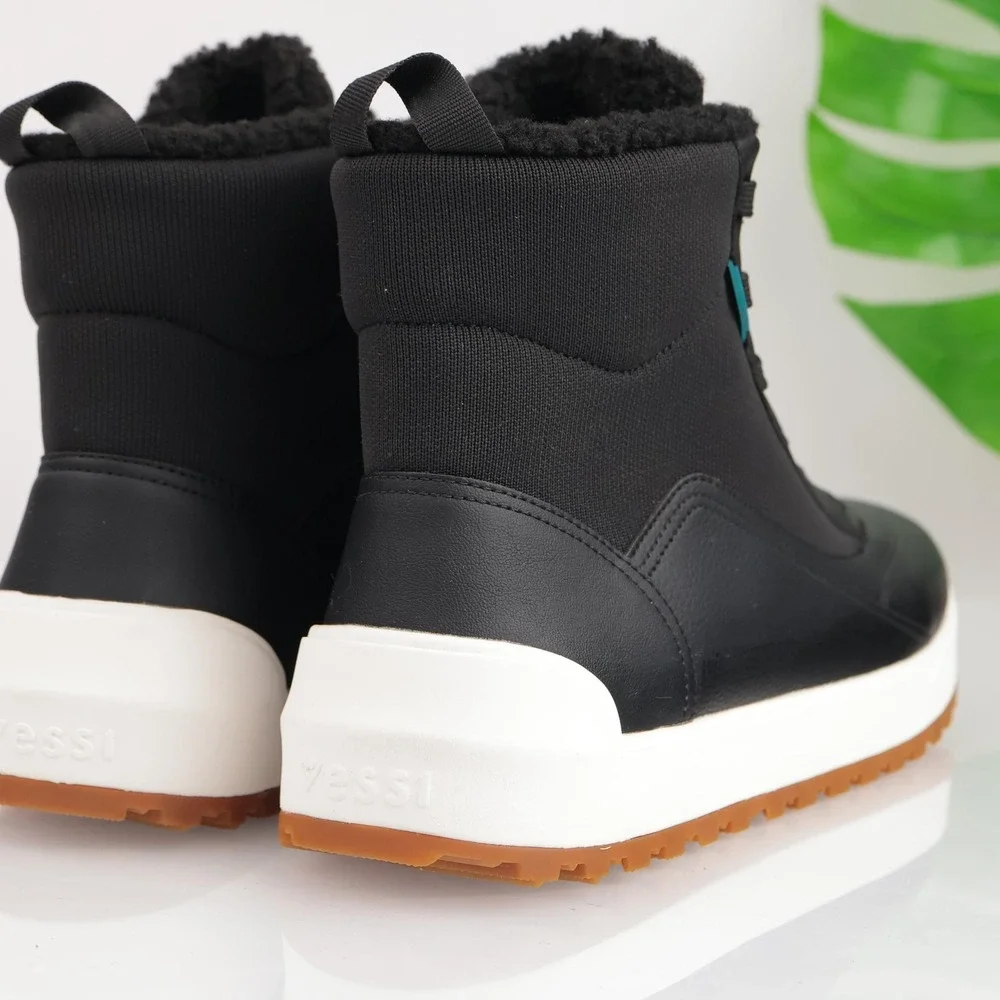 Vessi Mens Alta Boots Size 12 Black Waterproof Lace Up Fleece Lined Sneaker Shoe